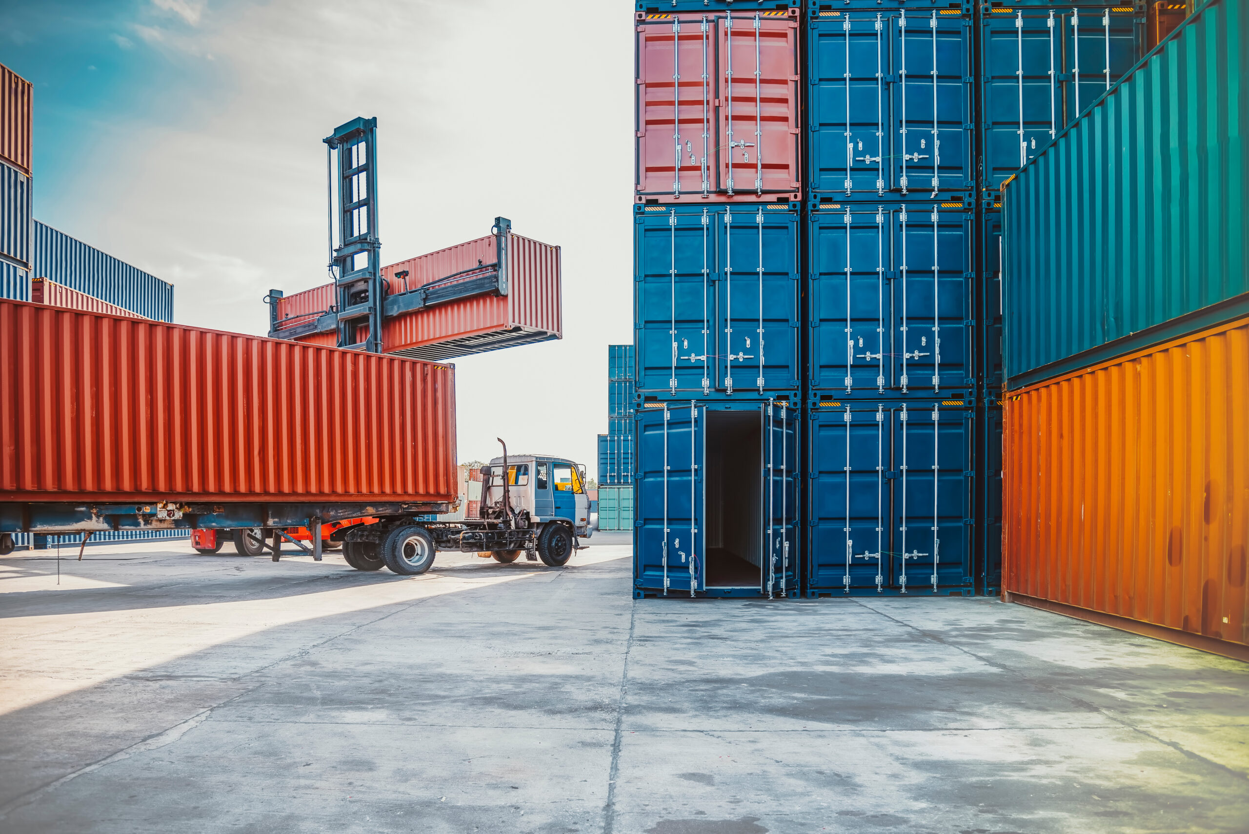 Cargo containers being loaded