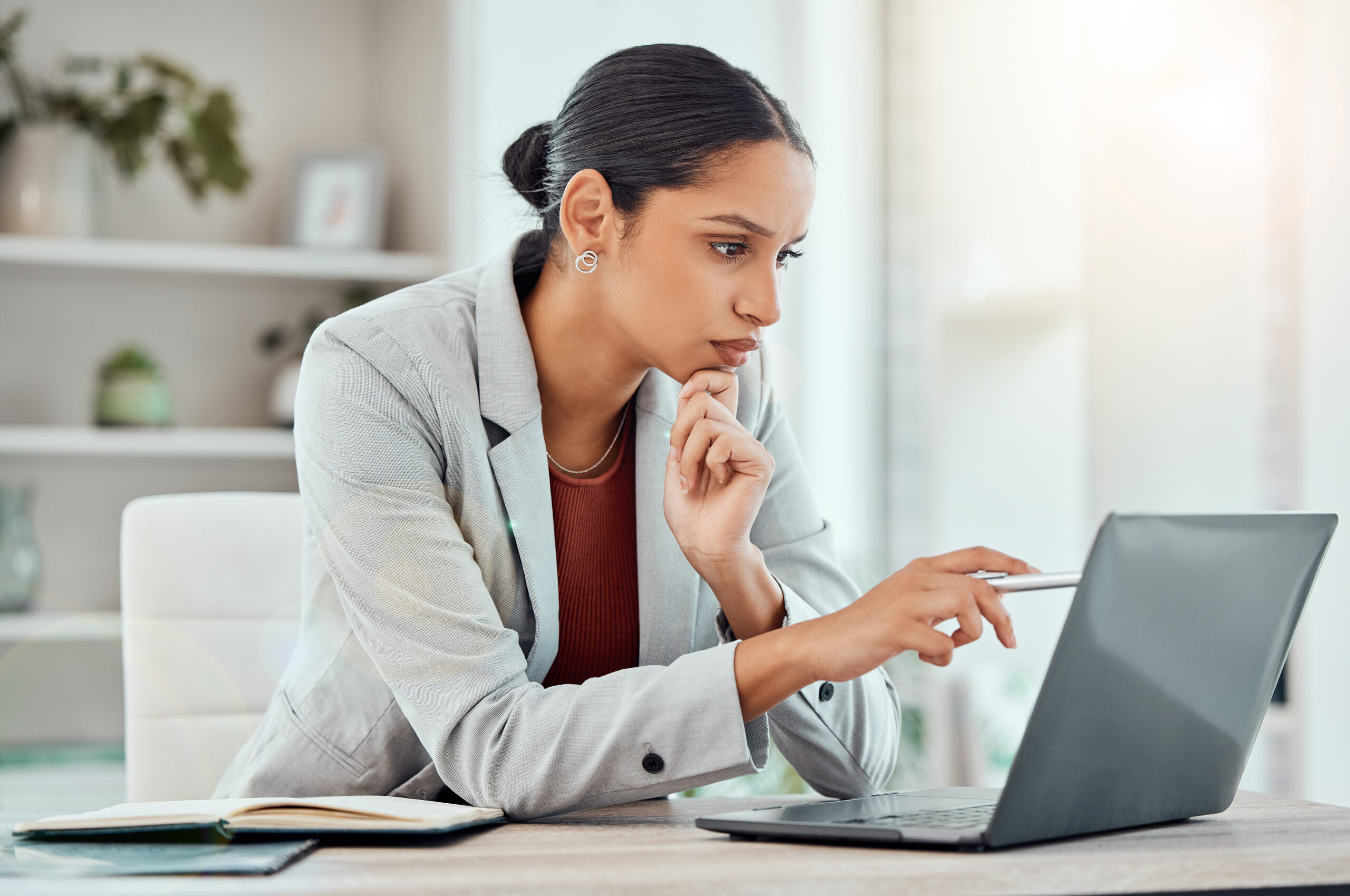 Woman working on laptop