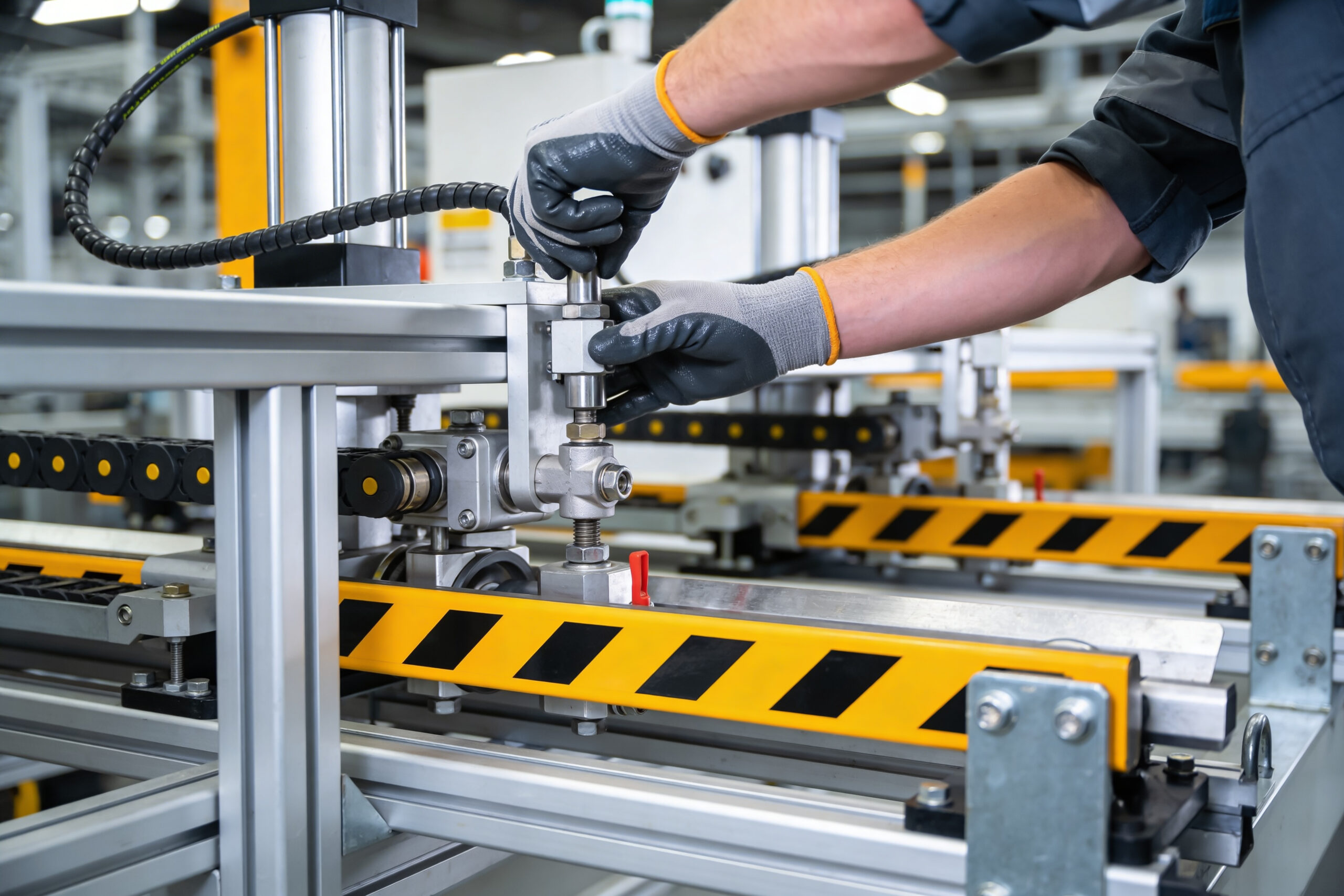Worker working with a machine