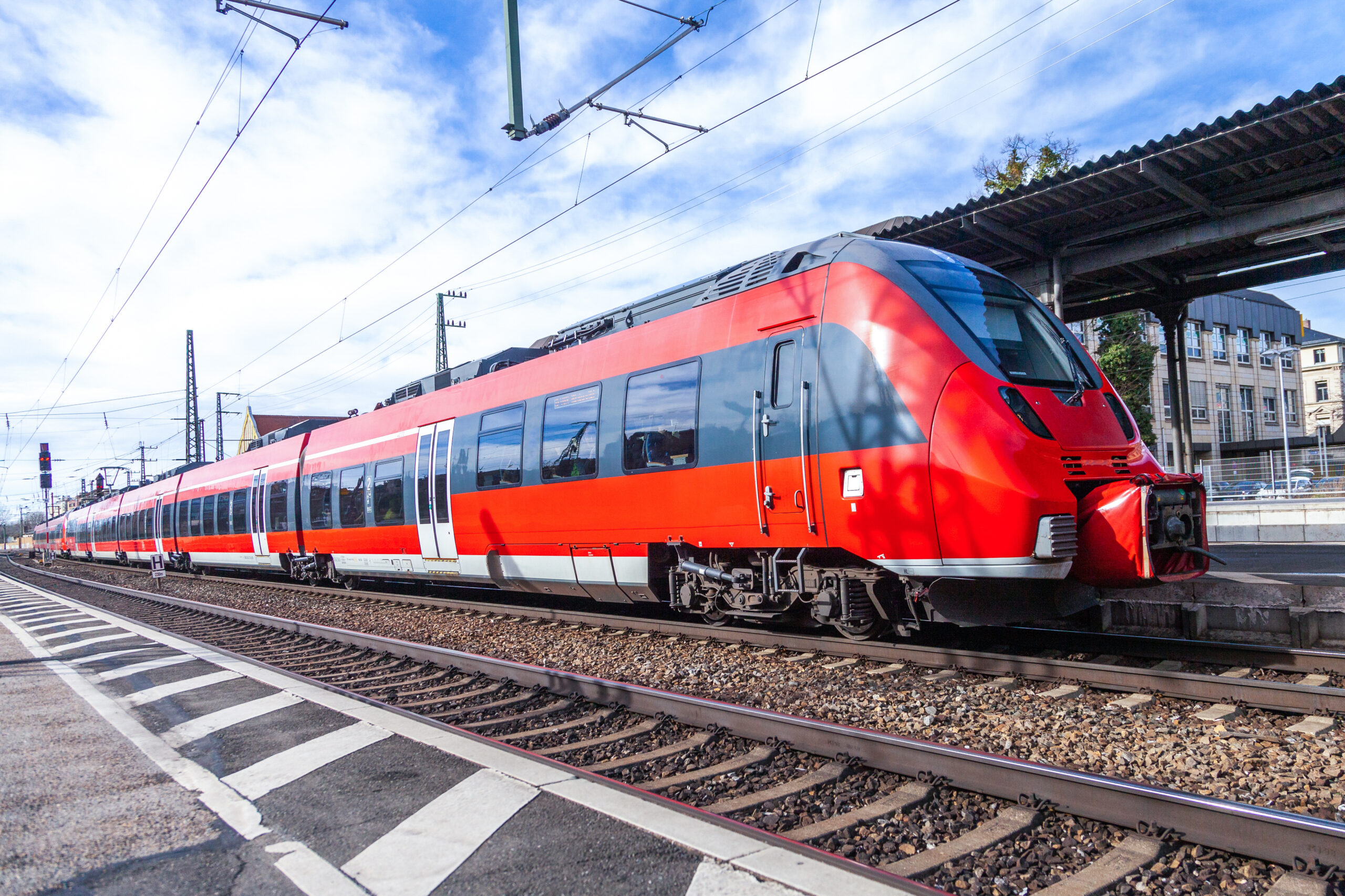 Train passing through train station