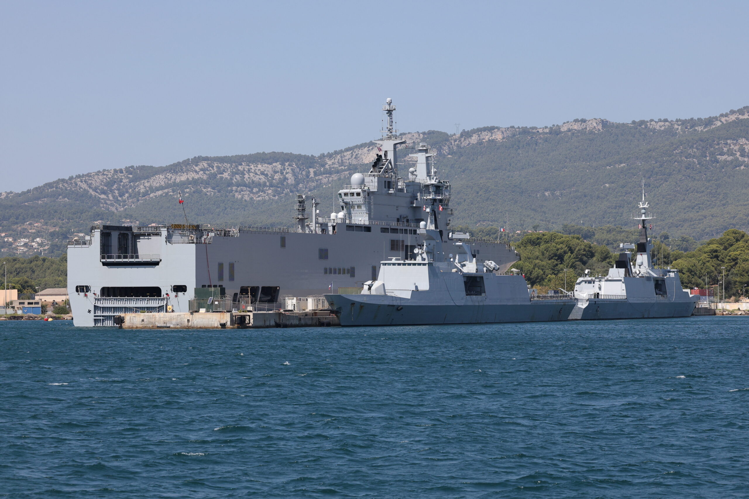 Military boat docked