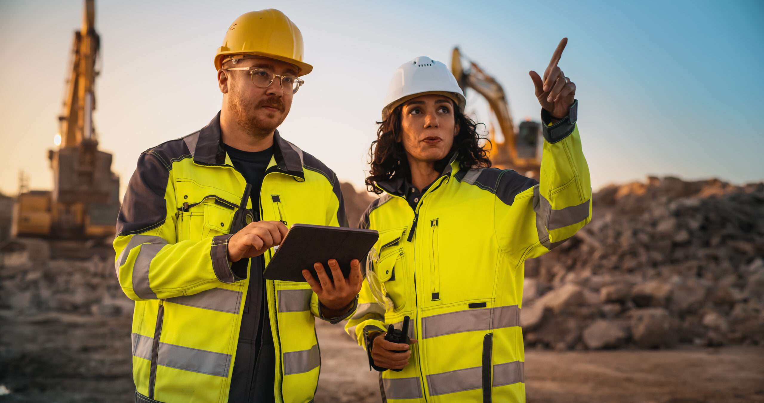Man and female engineers