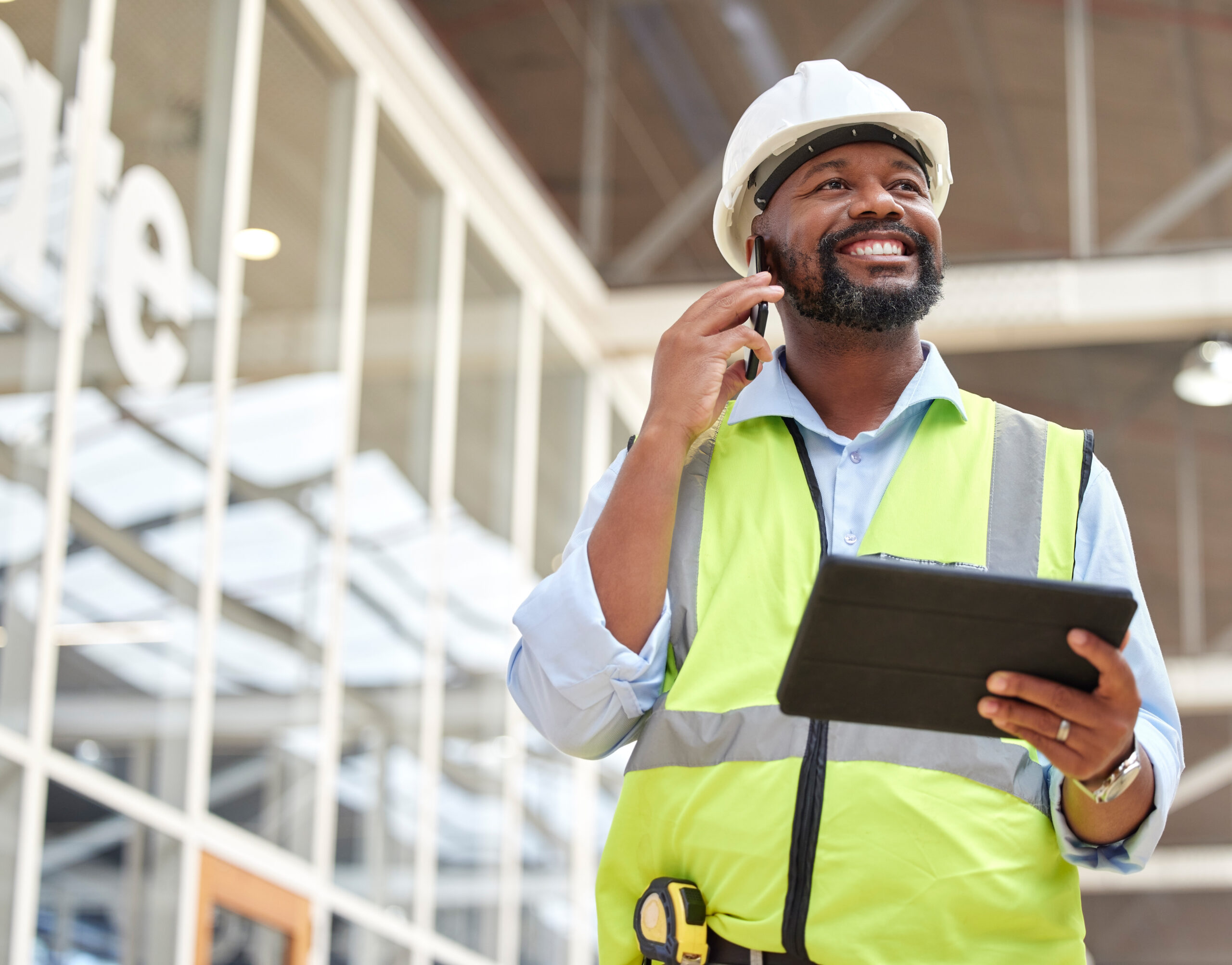Construction man smiling